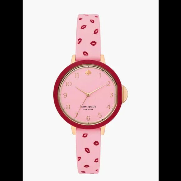 Kate Spade Park Row Three-Hand Lips Silicone Watch. New! - Picture 1 of 10